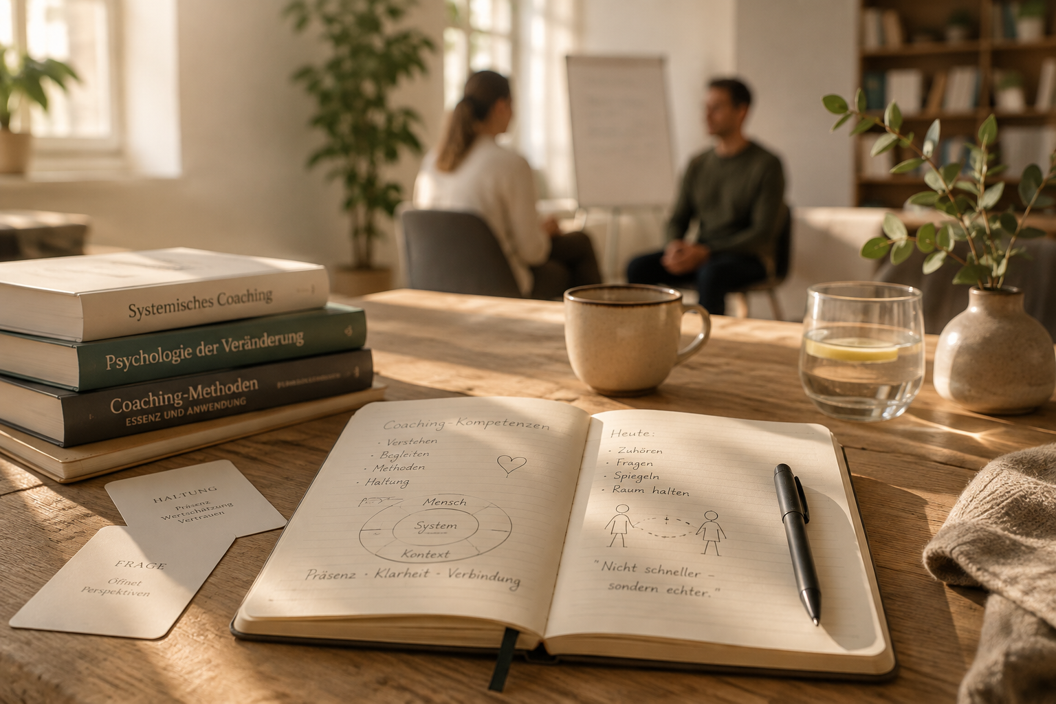 Notizbuch mit Coaching-Skizzen aus der Ausbildung